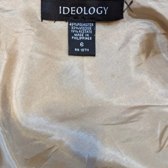 IDEOLOGY Gold Metallic Brocade Empire Waist Sleeveless Sheath Dress (6) - Picture 3 of 5